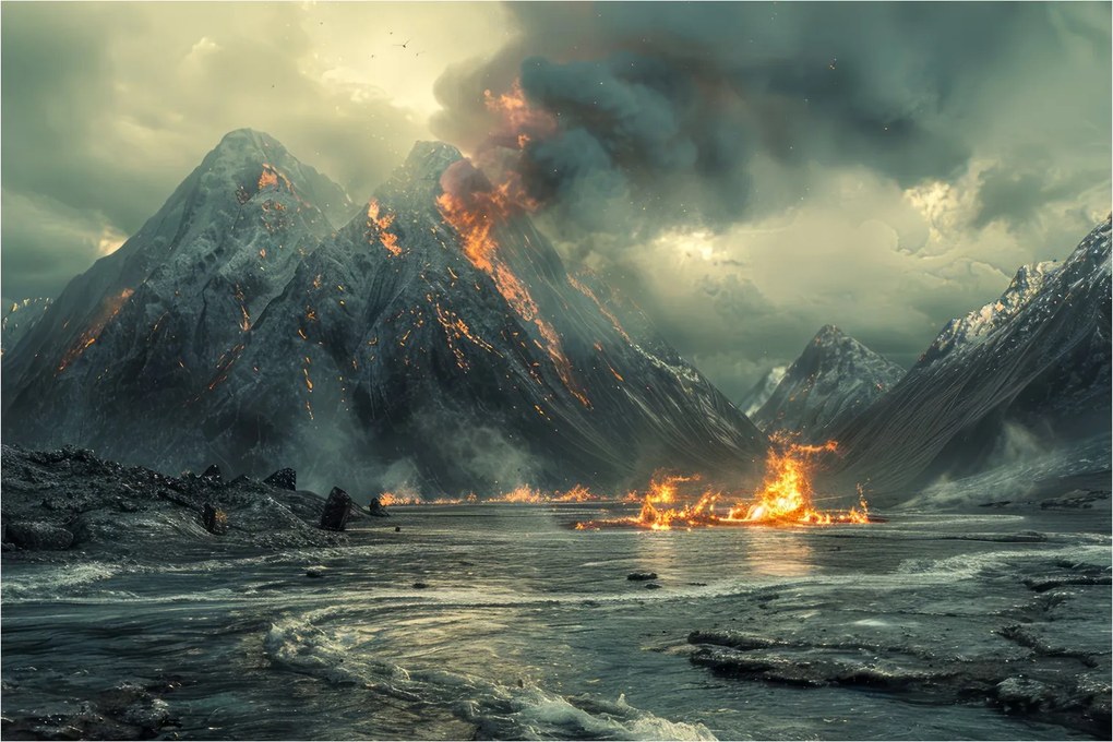 Obraz - Erupcia sopky (90x60 cm)