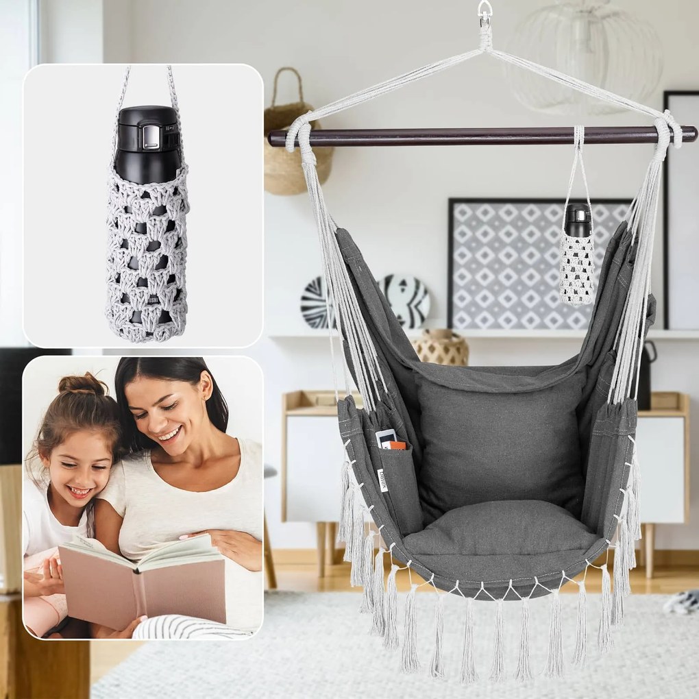 Závesné kreslo MANDY 170x100x150 cm, tmavosivé Detex