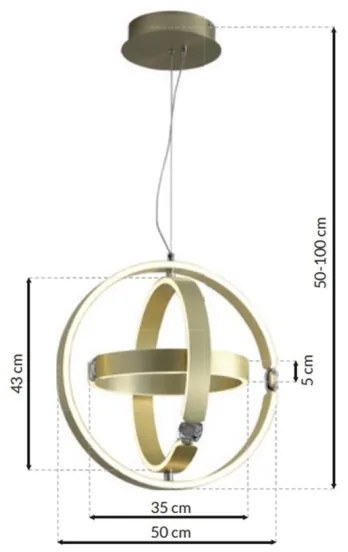 LED Krištáľový luster na lanku SIRIUS LED/80W/230V