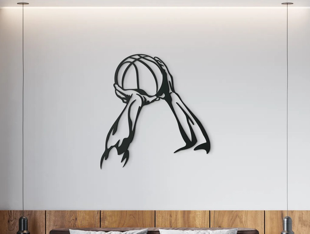 drevko Drevená nálepka na stenu Basketbal Rozmer obrazu: 34,5 x 32,5 cm, Farba dekorácie: Čierna