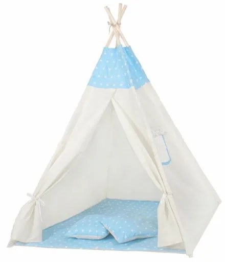 SPRINGOS Teepee stan pre deti SPRINGOS Svetlo modrý s hviezdami
