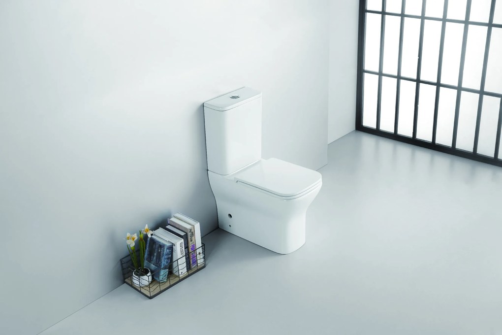 CERANO - WC kombi Hugo, Rimless + UF sedátko - biela lesklá, CER-CER-538759