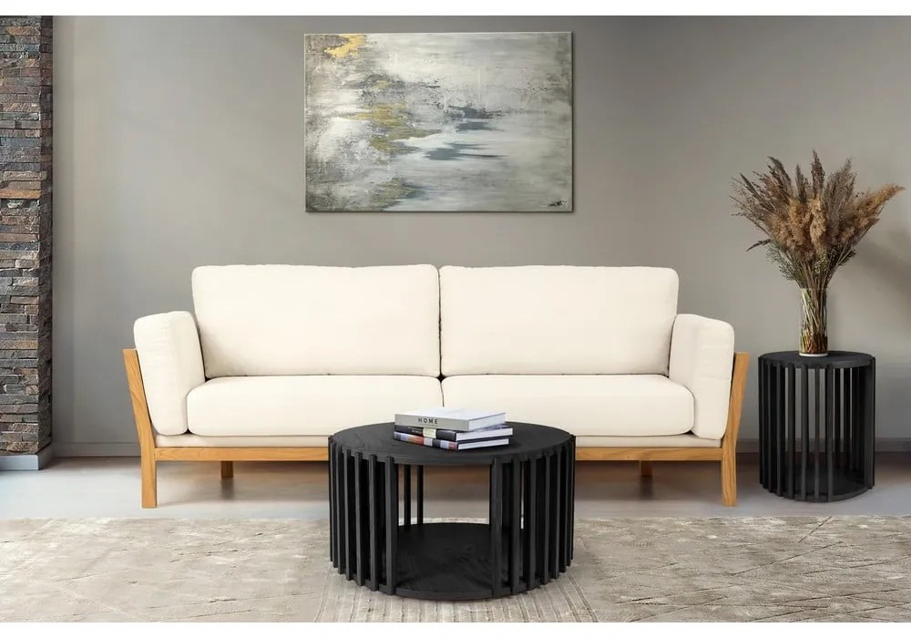 Čierny konferenčný stolík z dubového dreva Woodman Drum, ø 83 cm