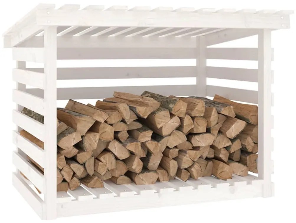 Stojan na palivové drevo biely 108x73x79 cm masívna borovica