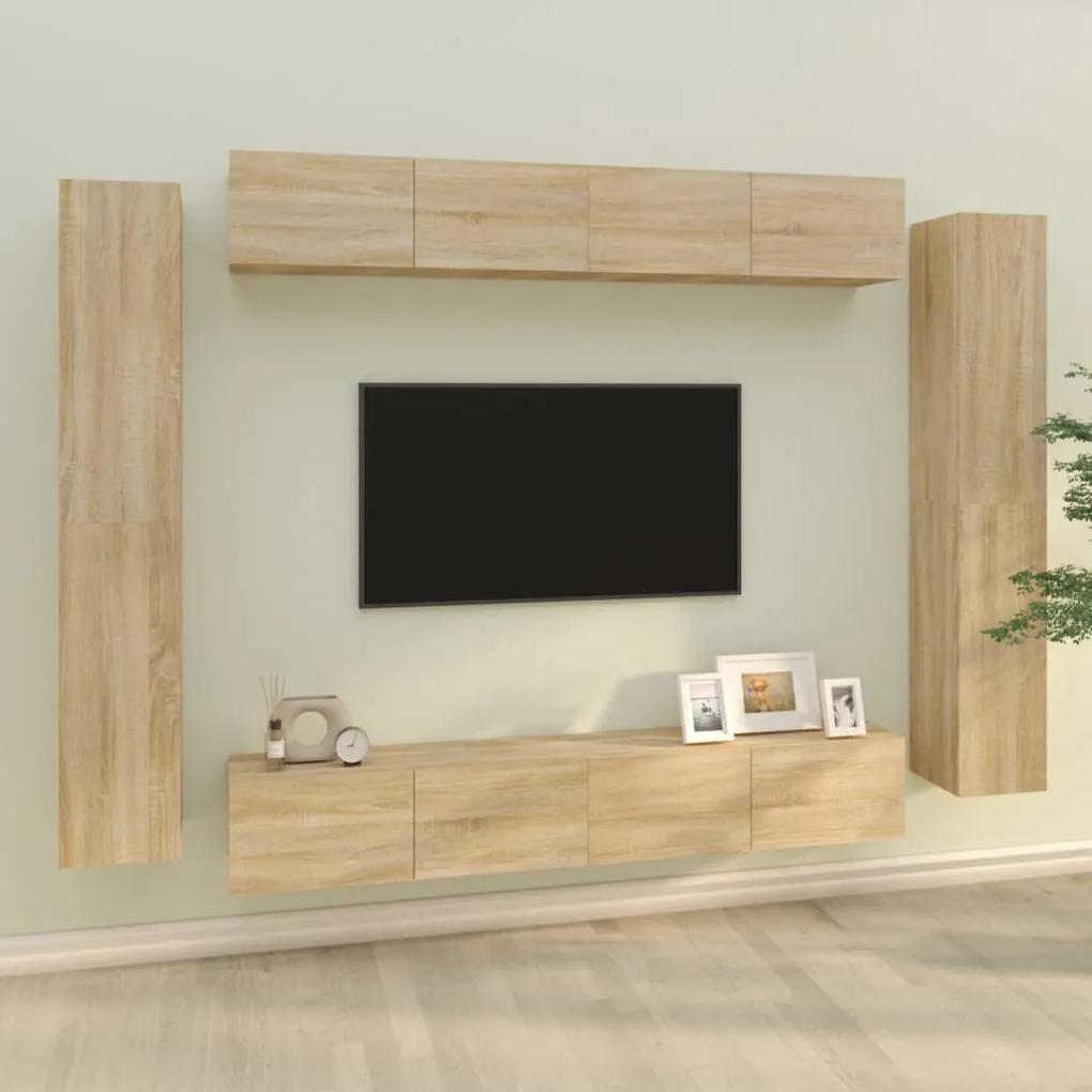 8-dielna súprava TV skriniek dub sonoma spracované drevo