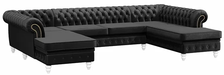 PROXIMA.store - Luxusná sedačka CHESTERFIELD LONG U FARBA NÔH: čierna, DRUH LÁTKY: TORRE - 17, FARBA OZDOBNÝCH ŠPENDLÍKOV: barok