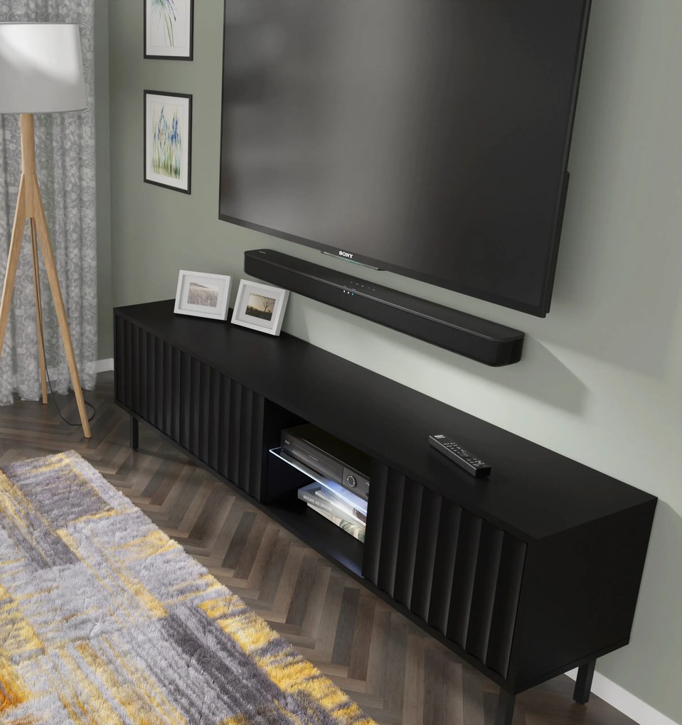 TV stolík/skrinka 156 Vinear (čierna). Akcia -20%. Vlastná spoľahlivá doprava až k Vám domov. 1125133