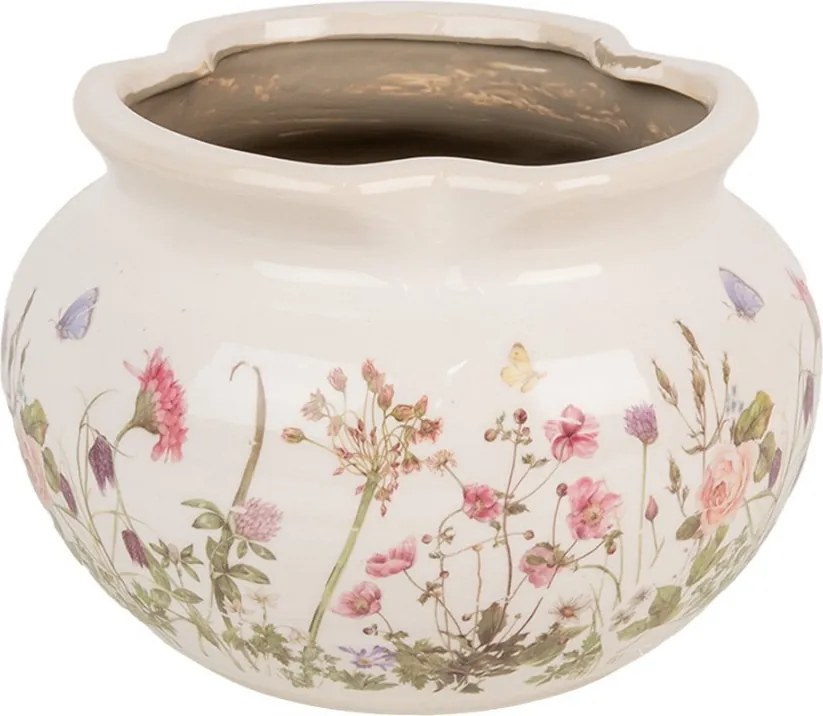 Keramický obal na kvetináč s lúčnymi kvetmi Flowers of Love S - Ø 23*16 cm