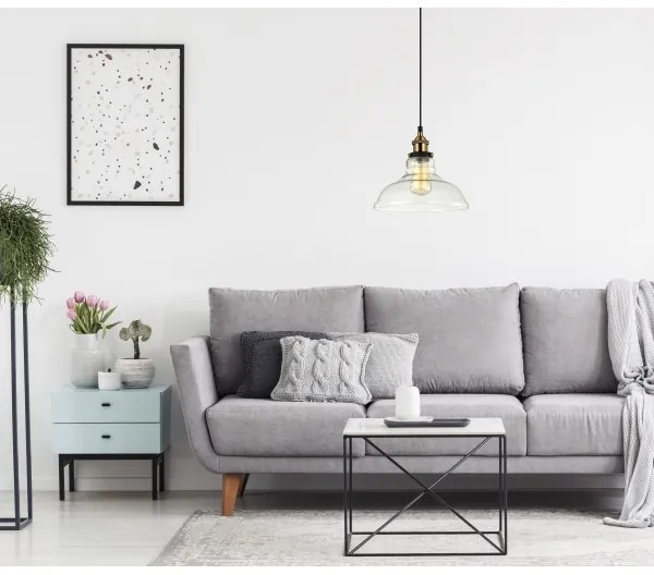 ITALUX MDM-2381/1 GD+AMB - Luster na lanku HUBERT 1xE27/40W/230V