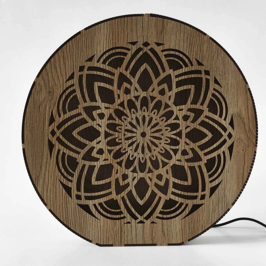 Stmievateľná drevená lampa Mandala | HEARF: HDF - Orech 20 cm 4784-115165 LED0608