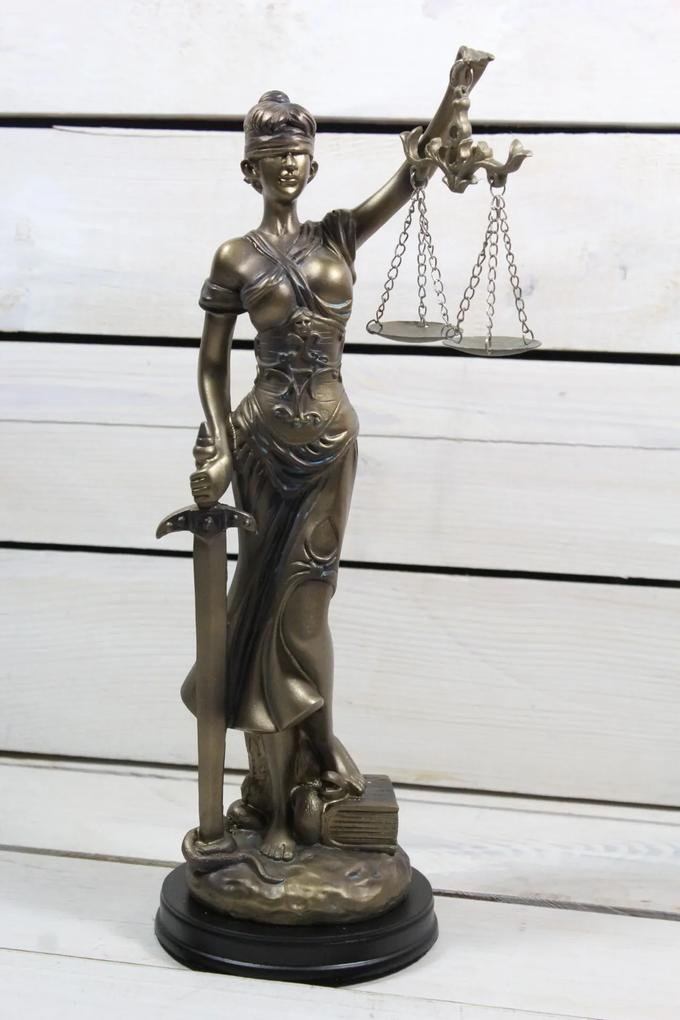 Socha spravodlivosti JUSTÍCIA (v. 33 cm) vzor 930 - staré zlato