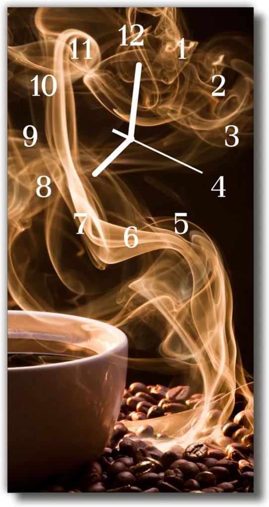 Skleněné hodiny vertikální  Hnědý kávovar