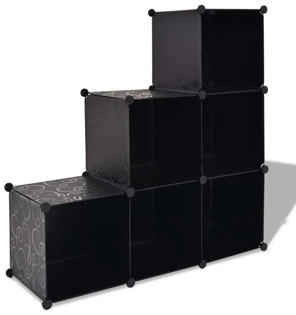 vidaXL Úložná skrinka v tvare kocky so 6 priečinkami, čierna