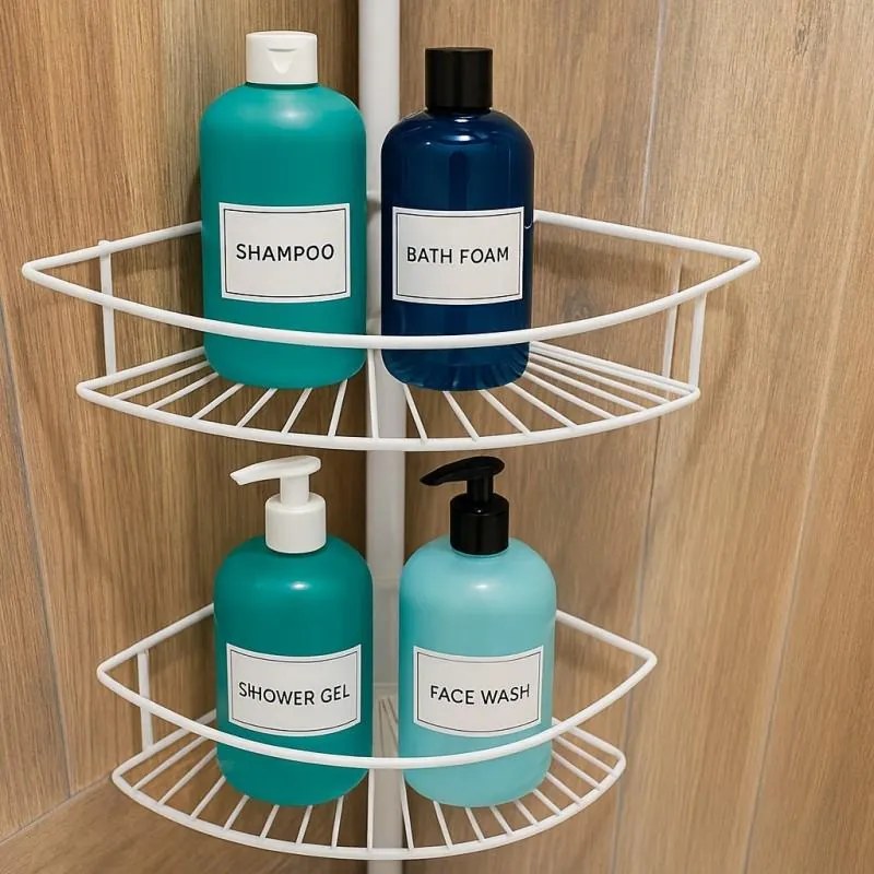 Erga Scopic, rohová teleskopická sprchová tyč 4 policová XL, biela matná, ERG-YKA-CH.SCOPIC-XL-WHT