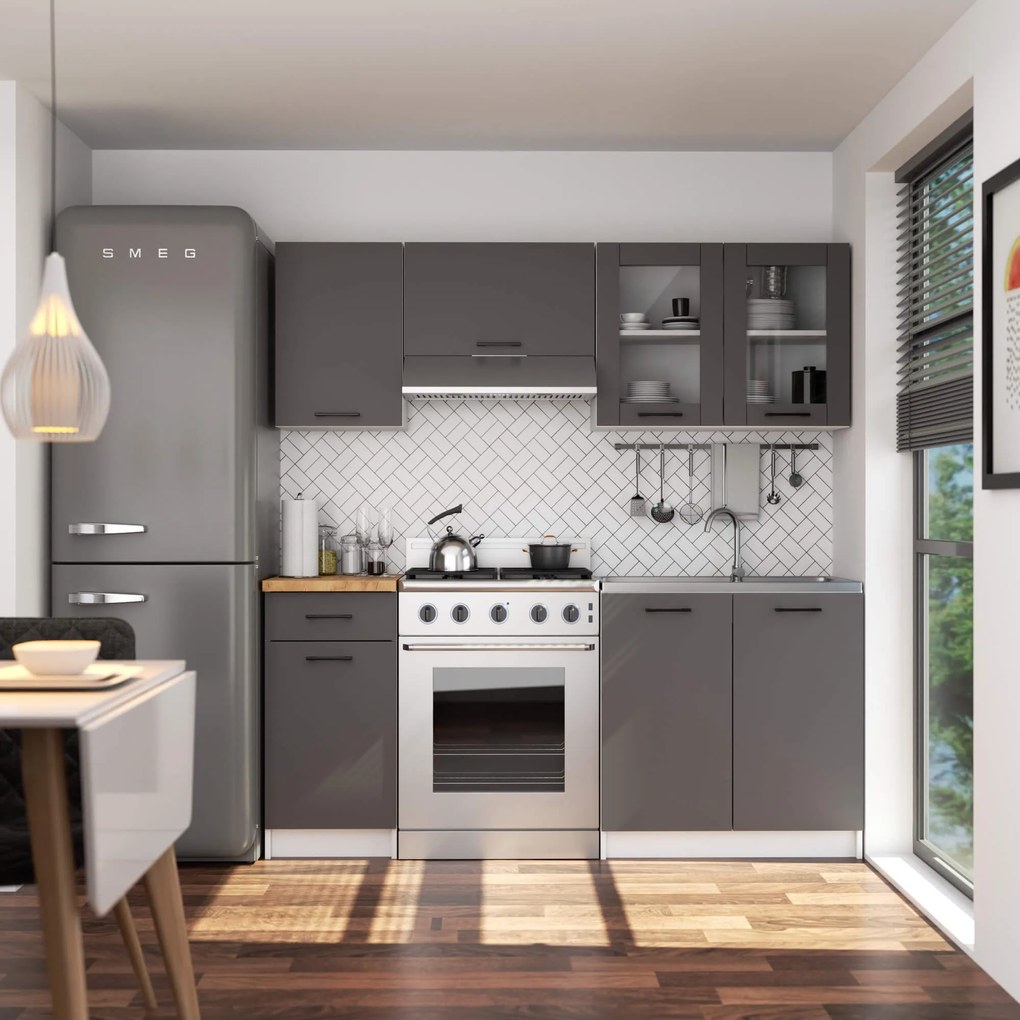 Závesná kuchynská skrinka OLIVIE W 80x58 cm biela mat/grafitovo šedá