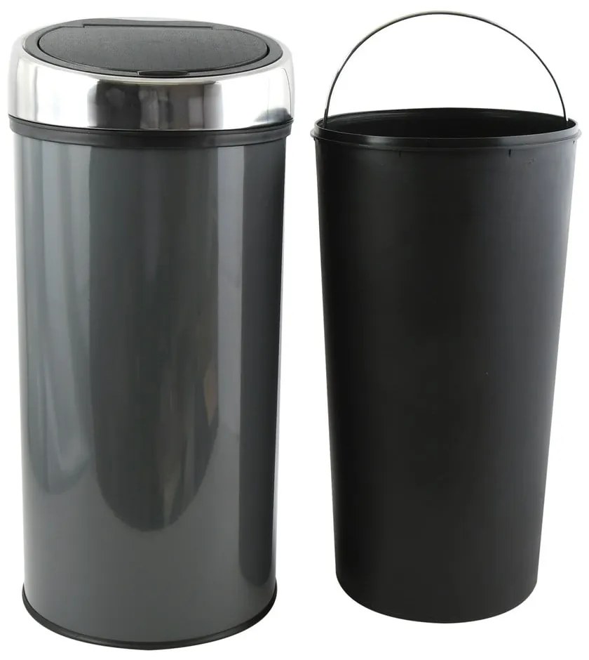 Tmavosivý dotykový oceľový odpadkový kôš 30 l – MSV