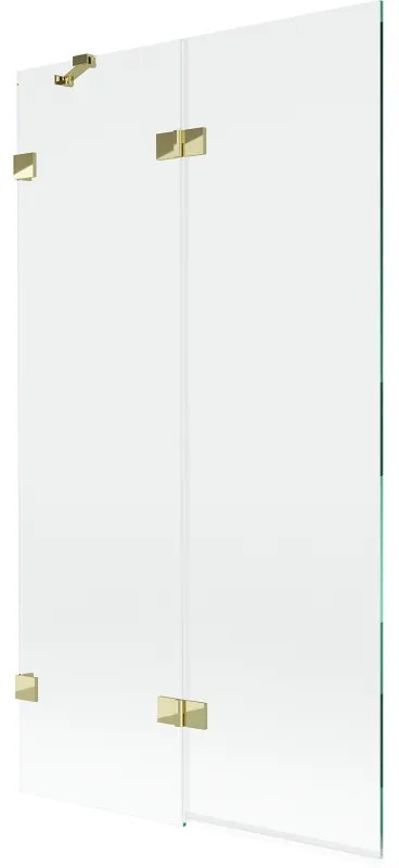 Mexen Lunar, 2-krídlová vaňová zástena ľavá 100 x 150 cm, číre sklo, zlatá lesklá, 897-100-100-50-00-L
