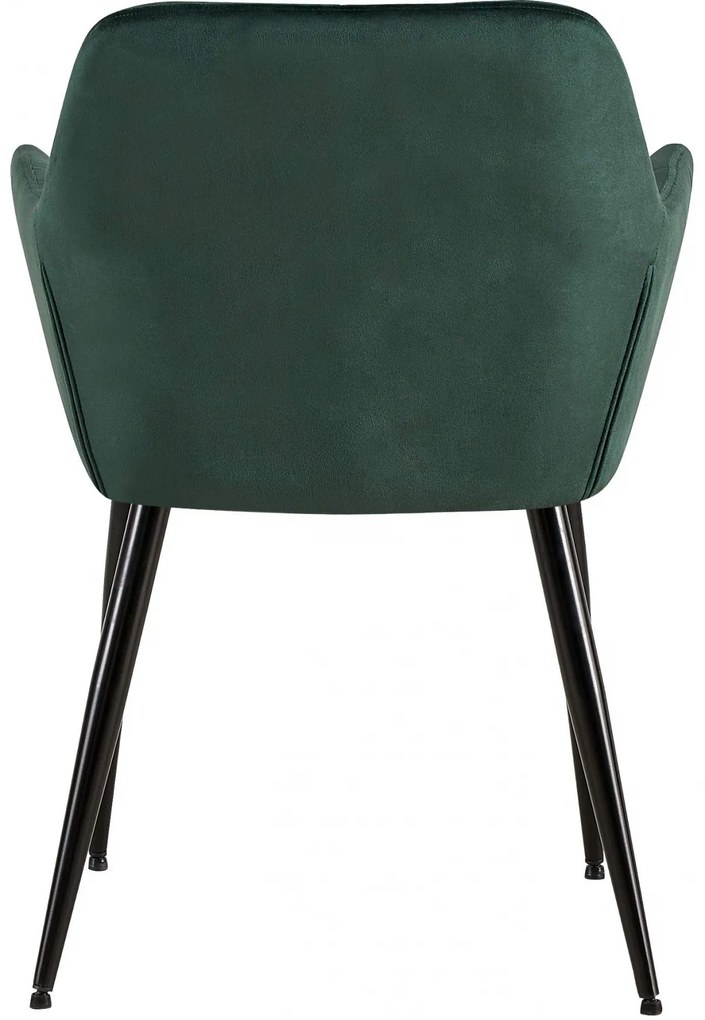 Design-Shop Jedálenská stolička Emia (SET 2 ks) - zamat, kovové nohy čierne - Zelená