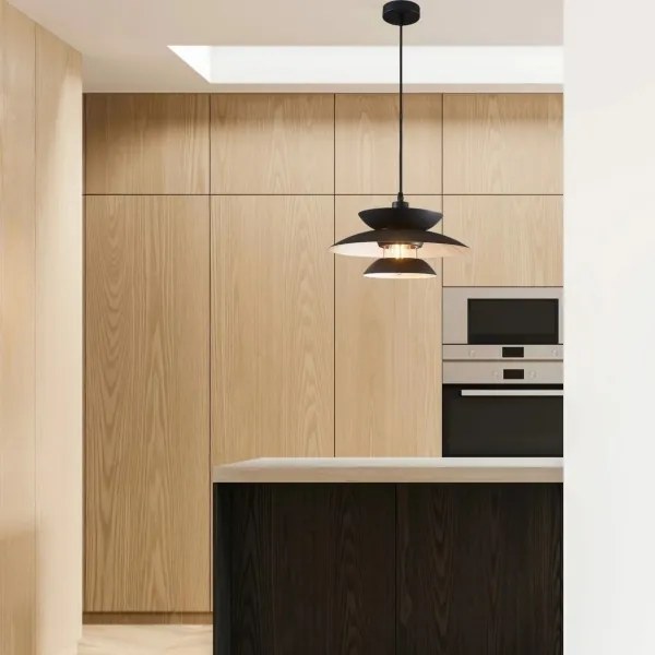 Luster na lanku BERIT 1xE27/20W/230V čierna