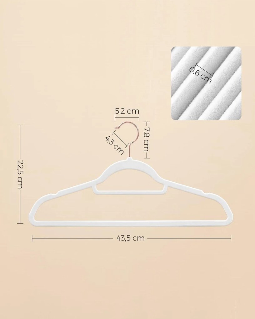 Súprava zamatových ramienok hrubých 30 ks biela