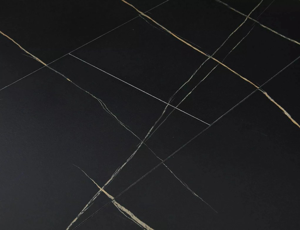 Jedálenský rozkladací stôl Gaston 100/135 cm čierny mramor/čierny