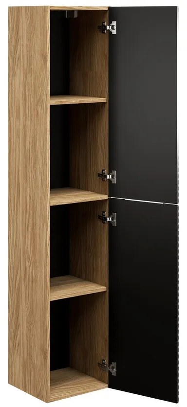 Kúpeľňová zostava Ocean s doskou, umývadlom a skrinkami 90 cm čierna/dub olejovaný