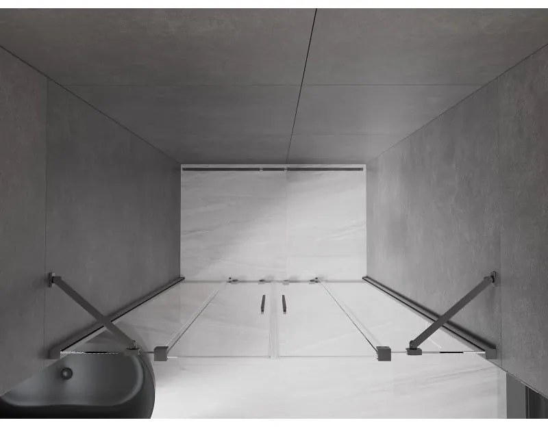 Mexen Velar Duo, posuvné dvere do otvoru 150x200 cm, 8mm číre sklo, grafitová matná, 871-150-000-02-66