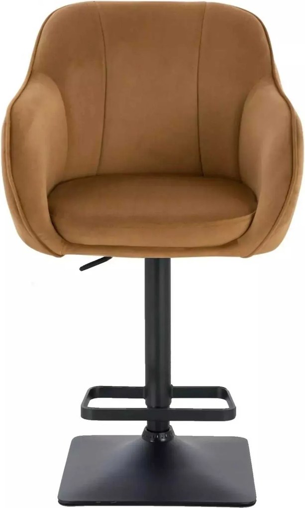 LuxuryForm DESIGN Barová stolička AVOLA VELUR na čiernej hranatej podstave - medová