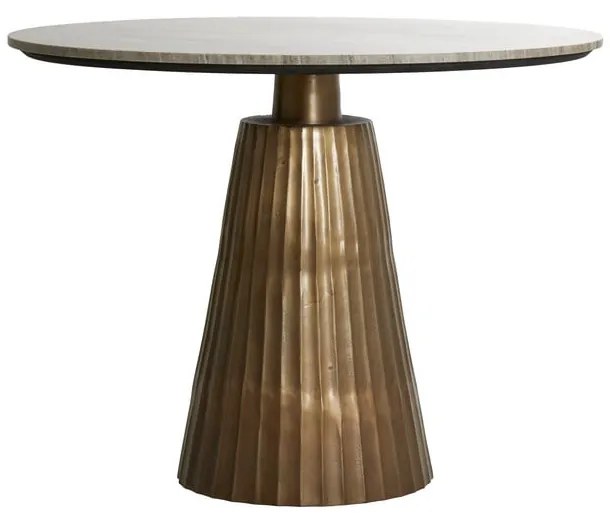 Okrúhly jedálenský stôl v bronzovej a prírodnej farbe s doskou v dekore mramoru ø 100 cm Rianne – Light & Living