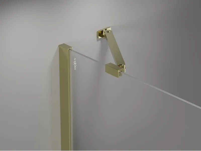 Mexen Mist-H Duo, 2-krídlový výklopný sprchový kút 90 x 85 cm, číre sklo, zlatý lesklý profil, 8A5-090L-085P-50-00