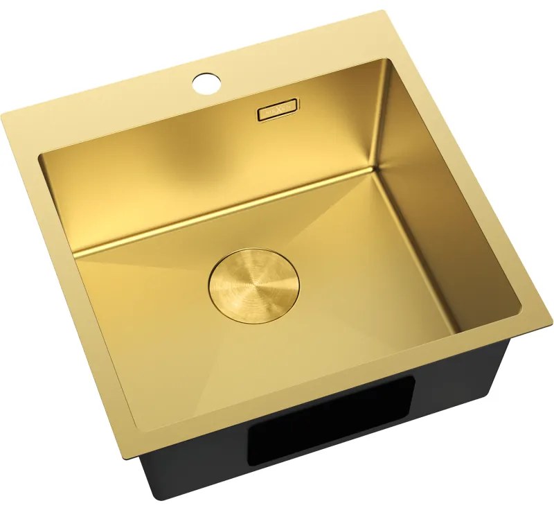 Mexen Solix, 1-komorový nerezový drez 500 x 500 mm, brúsená zlatá, 6407501000-55