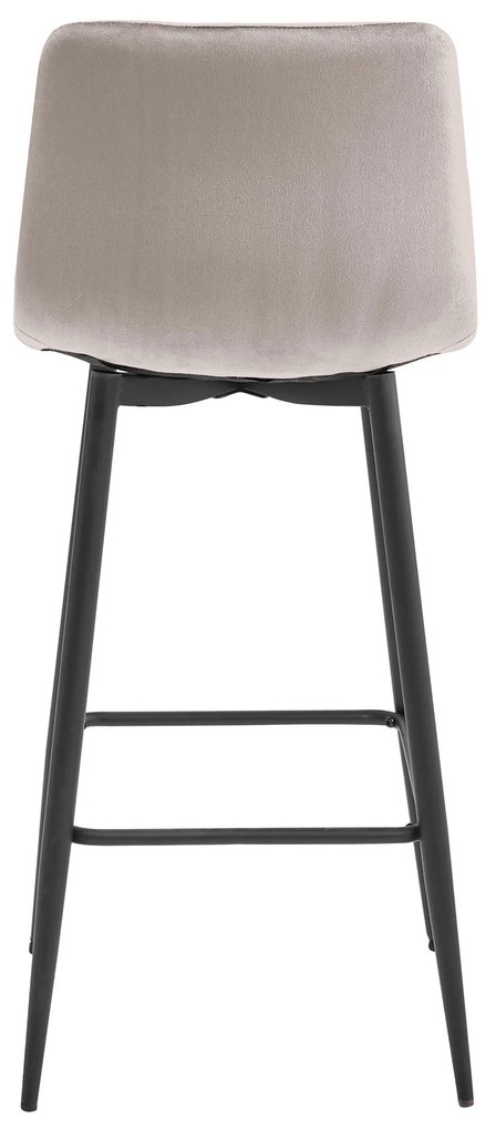 Tmavo béžová barová stolička NADO VELVET s čiernymi nohami