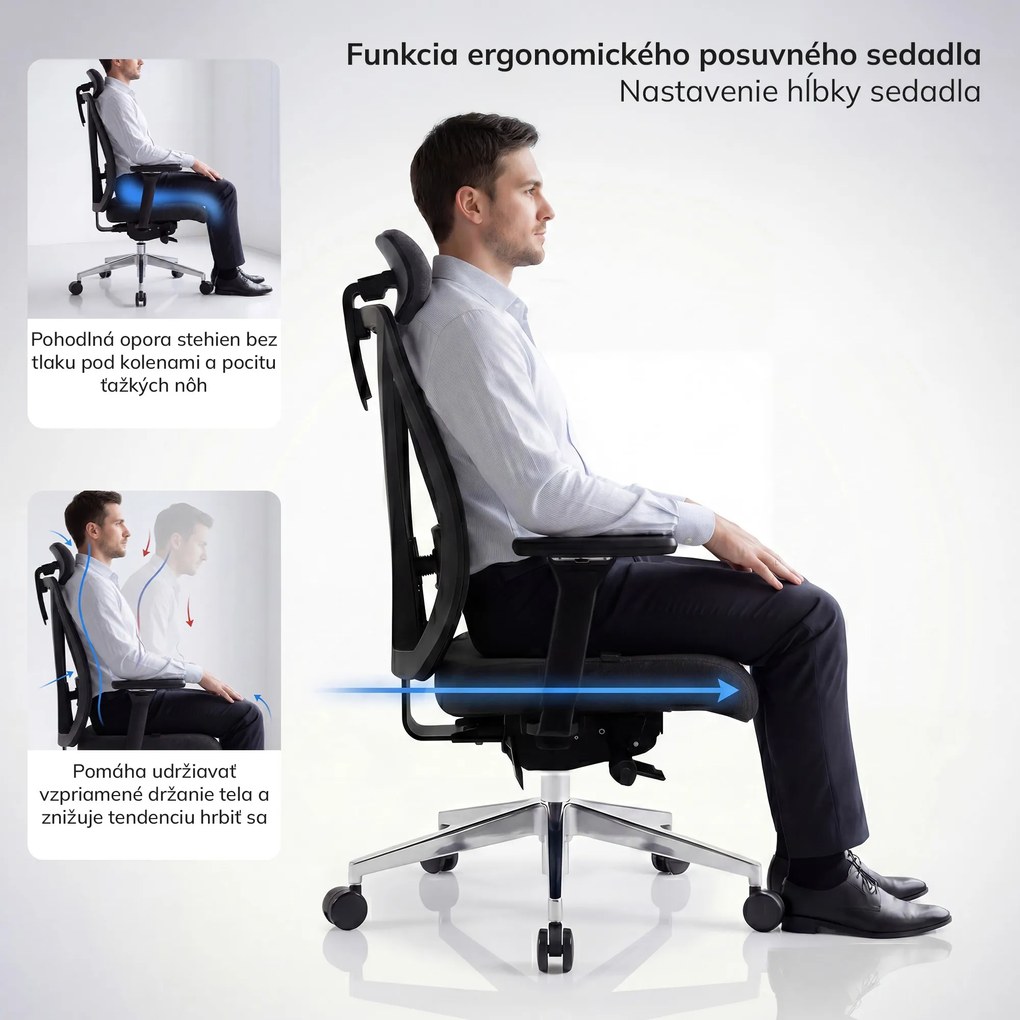 Ergonomická kancelárska stolička tmavosivá VECTOR