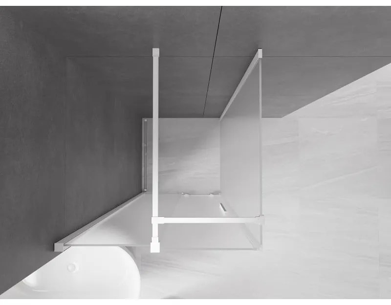 Mexen Velar, sprchový kút s posuvnými dverami 110 x 110 cm, 8mm sklo námraza, biela matná, 871-110-110-31-20