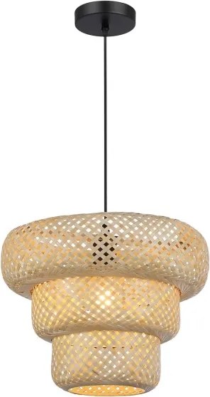 Závesný luster na lanku TULUM 1xE27/15W/230V pr. 35 cm bambus