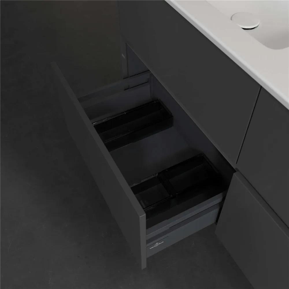 VILLEROY &amp; BOCH Collaro závesná skrinka pod dvojumývadlo, 4 zásuvky, 1261 x 480 x 610 mm, Glossy Grey, C14700FP