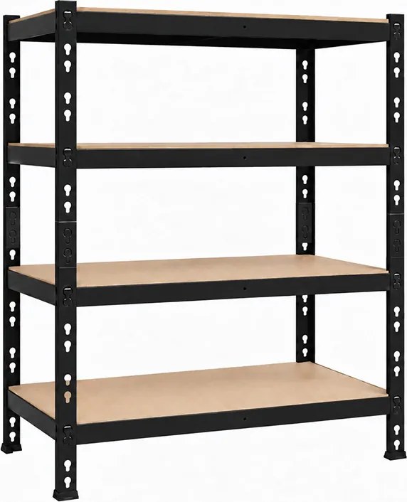 Akcia 4x Regál 180x160x50 cm profesionálny 4-policový, nosnosť 1600 kg - čierny - 4ks