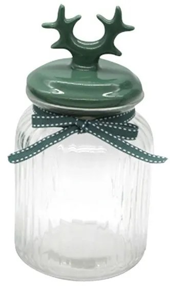 Altom Sklenená dóza Reindeer 900 ml, zelená
