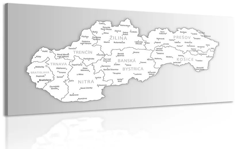 Obraz čiernobiela mapa Slovenska - 120x60