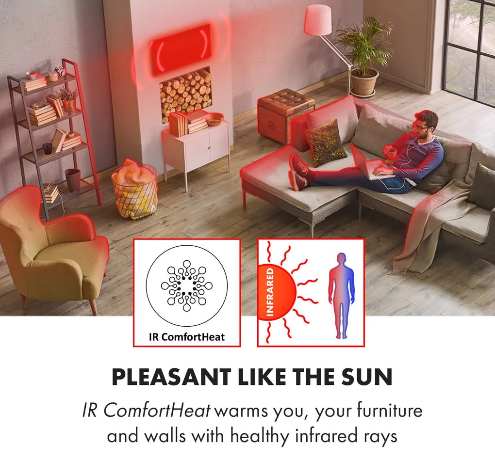 Klarstein Midnight Sun, infračervený stropný ohrievač, 110,5 x 70,5 cm, 600 W