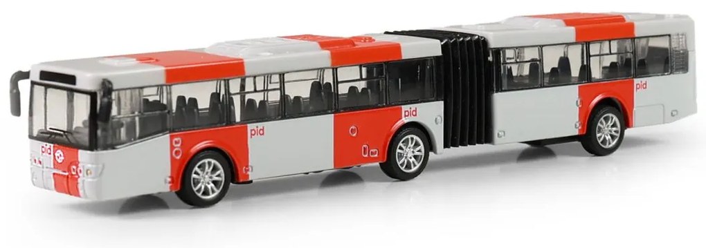 RAPPA Kovový kĺbový autobus DPP - PID Praha červený, 18 cm