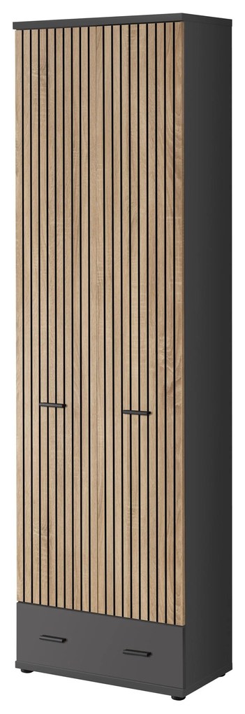 Šatníková skriňa Mablo (antracit + dub artisan + čierna). Akcia -22%. Vlastná spoľahlivá doprava až k Vám domov. 1097701
