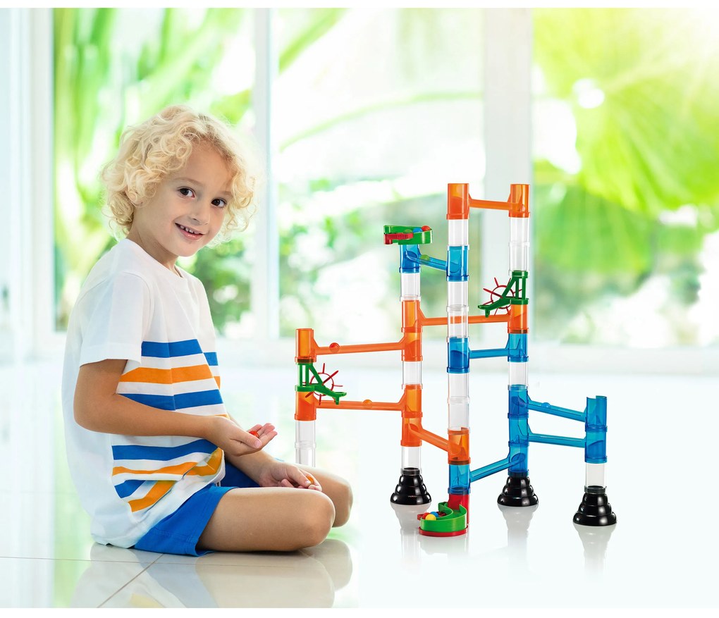 Migoga Marble Run - guľôčková dráha - transparentná - 45 ks