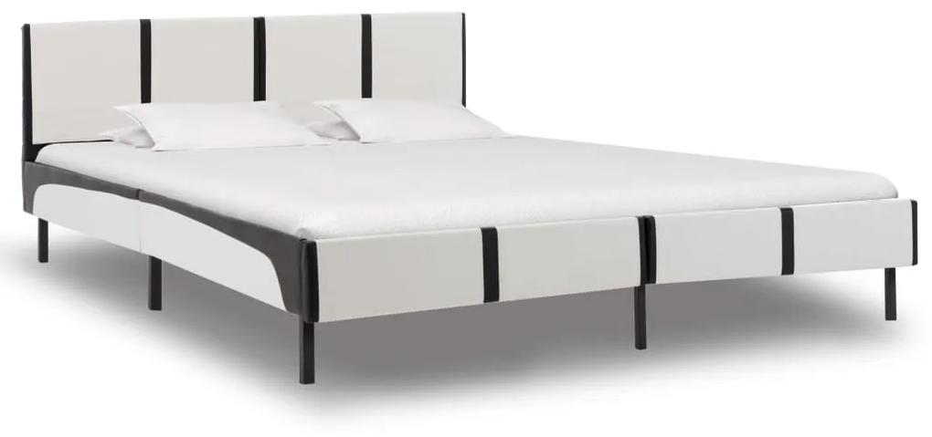 vidaXL Rám postele čierno-biely umelá koža 180x200 cm