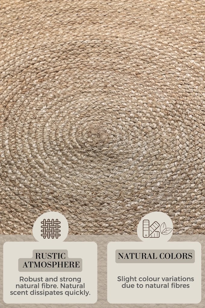 Hanse Home, Kusový koberec Jute Braided 106006 Grey Brown kruh, 100x100 (priemer) kruh, hnedá, chodba / predsieň