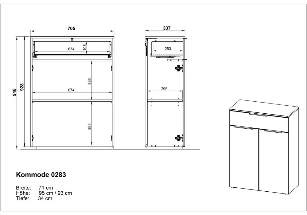 Antracitová vysoká závesná kúpeľňová skrinka 71x95 cm Crandon – Germania