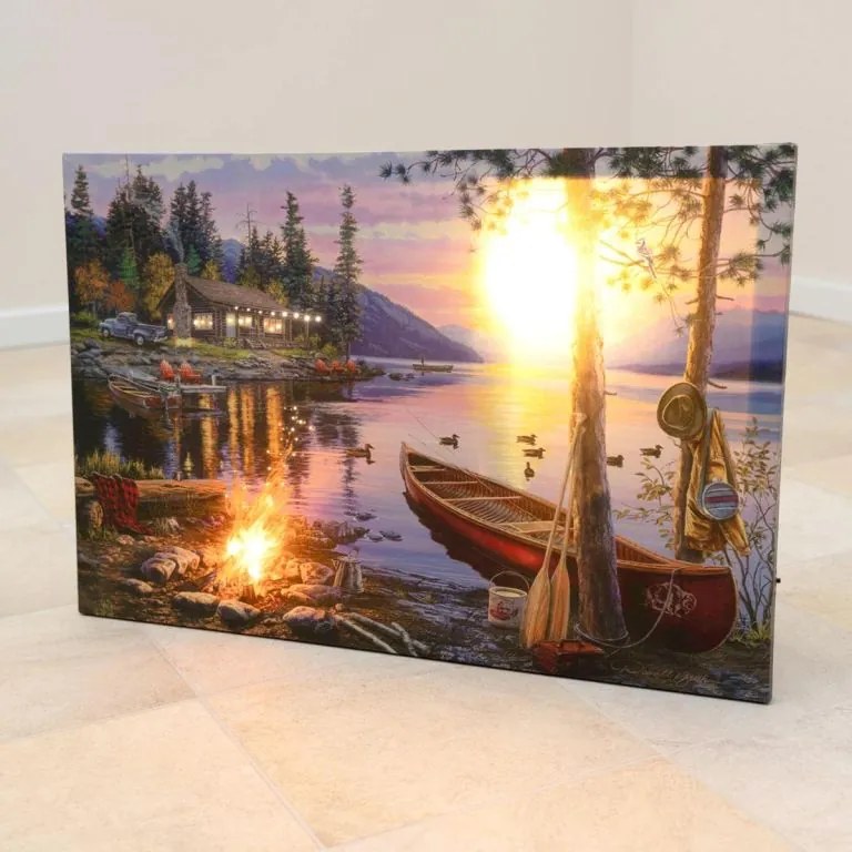 Nástenná maľba Západ slnka Kanada, 4 LED diódy, 40 x 60 cm