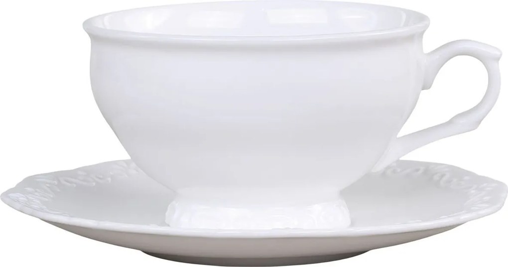 Porcelánová šálka s tanierikom s čipkou Provence lace - 12cm / 350ml
