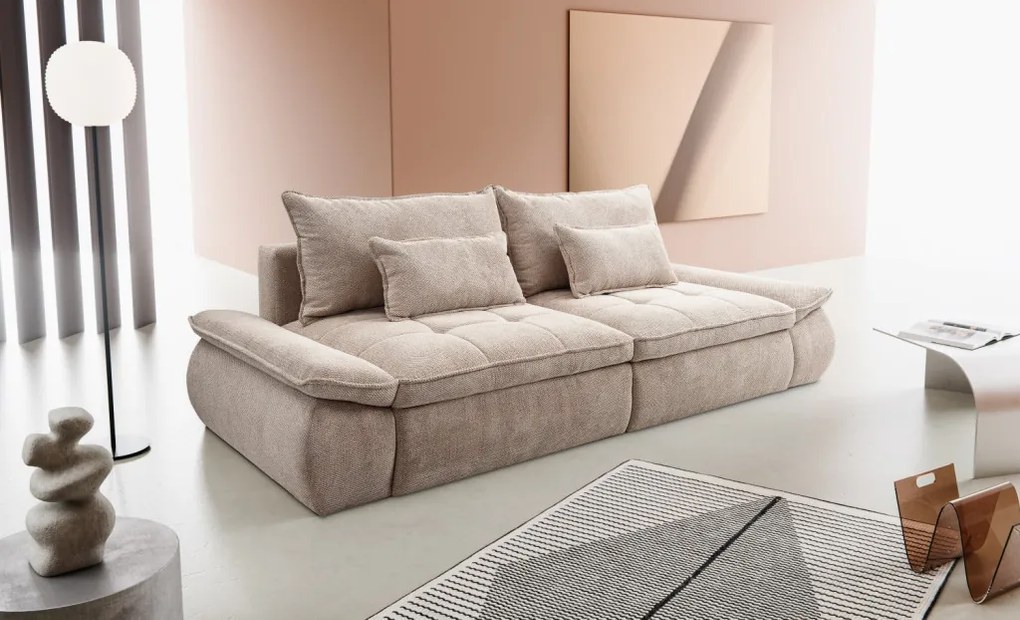 Priestranná pohovka Nube, béžová štruktúrovaná látka