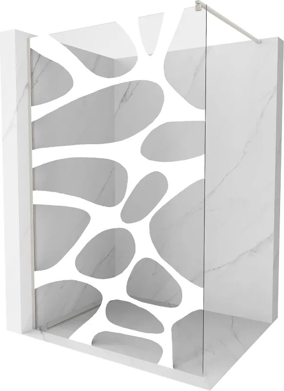 Mexen Kioto, sprchová zástena Walk-In 110 x 200 cm, 8mm číre sklo biely vzor, brúsená oceľ profil, 800-110-101-97-97
